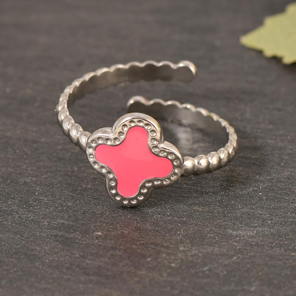 

Простое нестандартное кольцо с четырьмя листами клевера, модное регулируемое кольцо с отверстием для одной личности, модное женское кольцо One Size