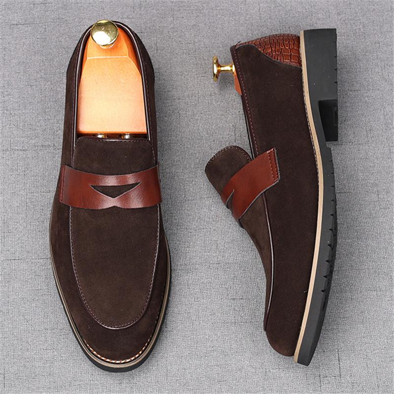 Chaussures Décontractées en Cuir Suede de Luxe pour Homme Mocassins Penny Plats pour Homme Robe de Mariage de Retour au Pays Bal de Promo Zapatillas Hombre
