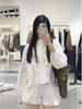 French Niche Spring/Summer 2026 Sweet Ruffle Lantern Sleeve Shirt & Shorts Set for Women