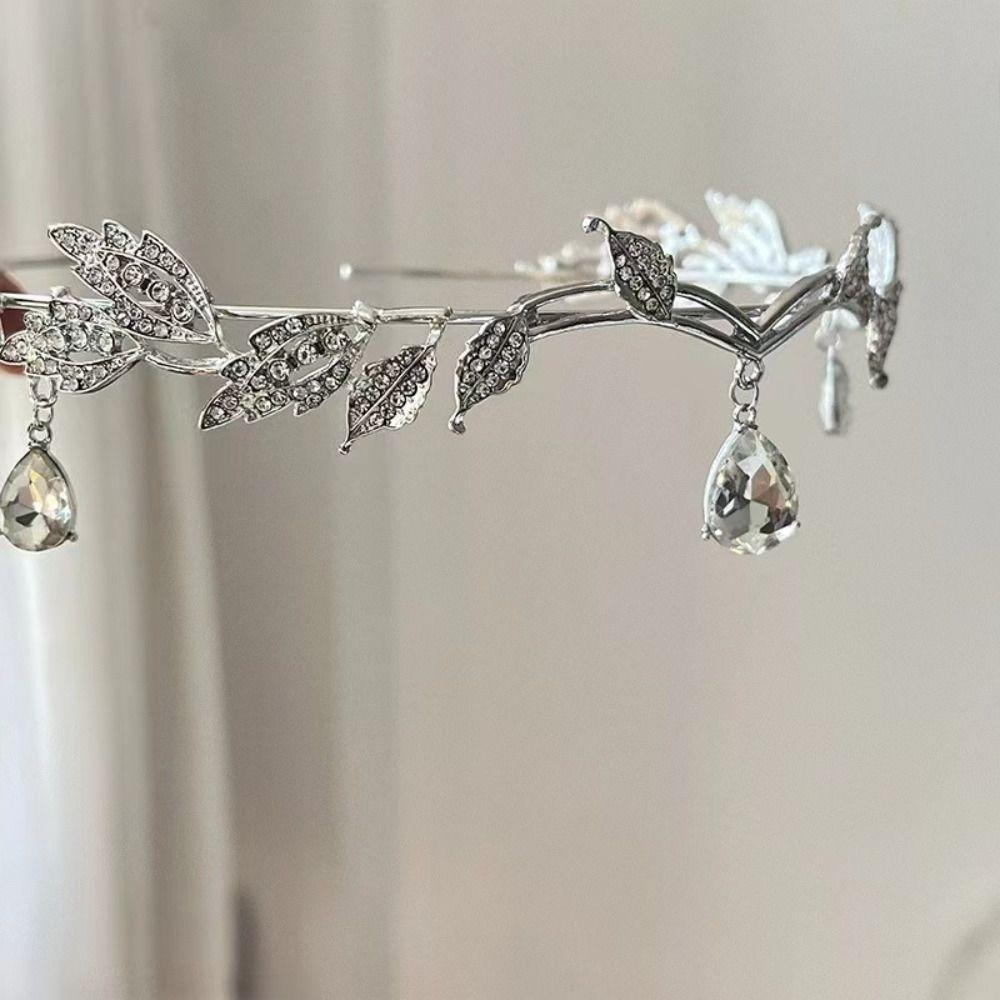 Water Drop Forehead Chain Rhinestone Bride Tiara Retro Eyebrows Drop Headband  Pendant