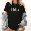 Gothic I Bite Shirt Funny Girls Tshirt Sarcastic Unisex Graphic Tee Meme Clothing Humor Outfits Funny Gift For Her