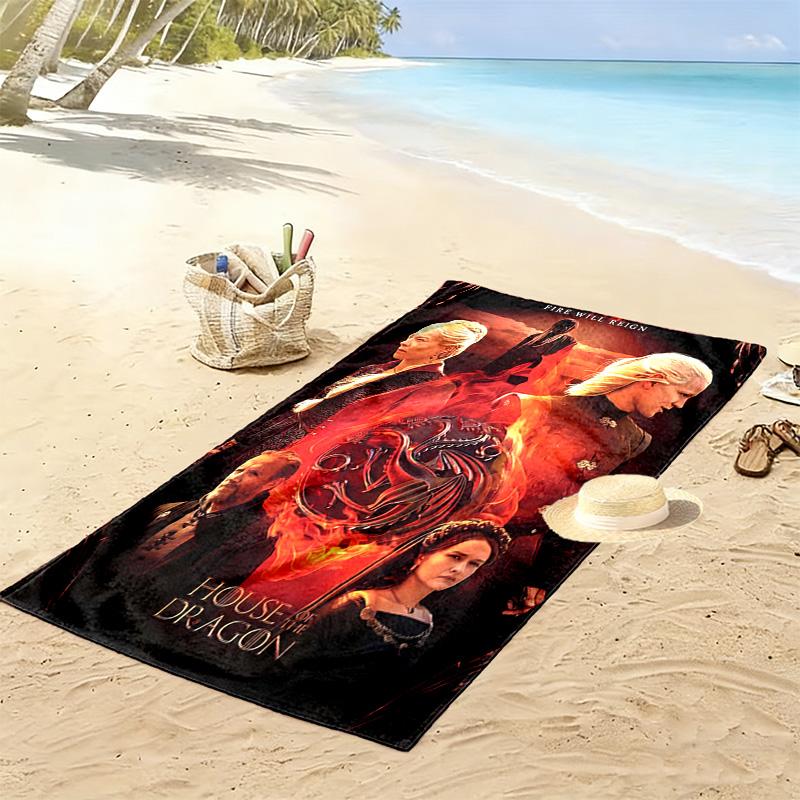 House of Dragon Print Beach Towel, Large Soft Quick Dry Towel for Beach Camping Swimming
