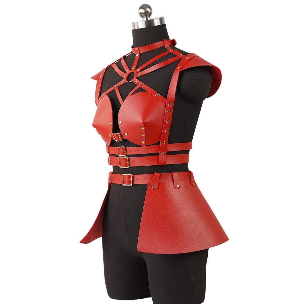Women'S Pu Leather With Bra Space Costume, Space Back Sling, Gothic Bustle Sling, Holographic Leather Suit