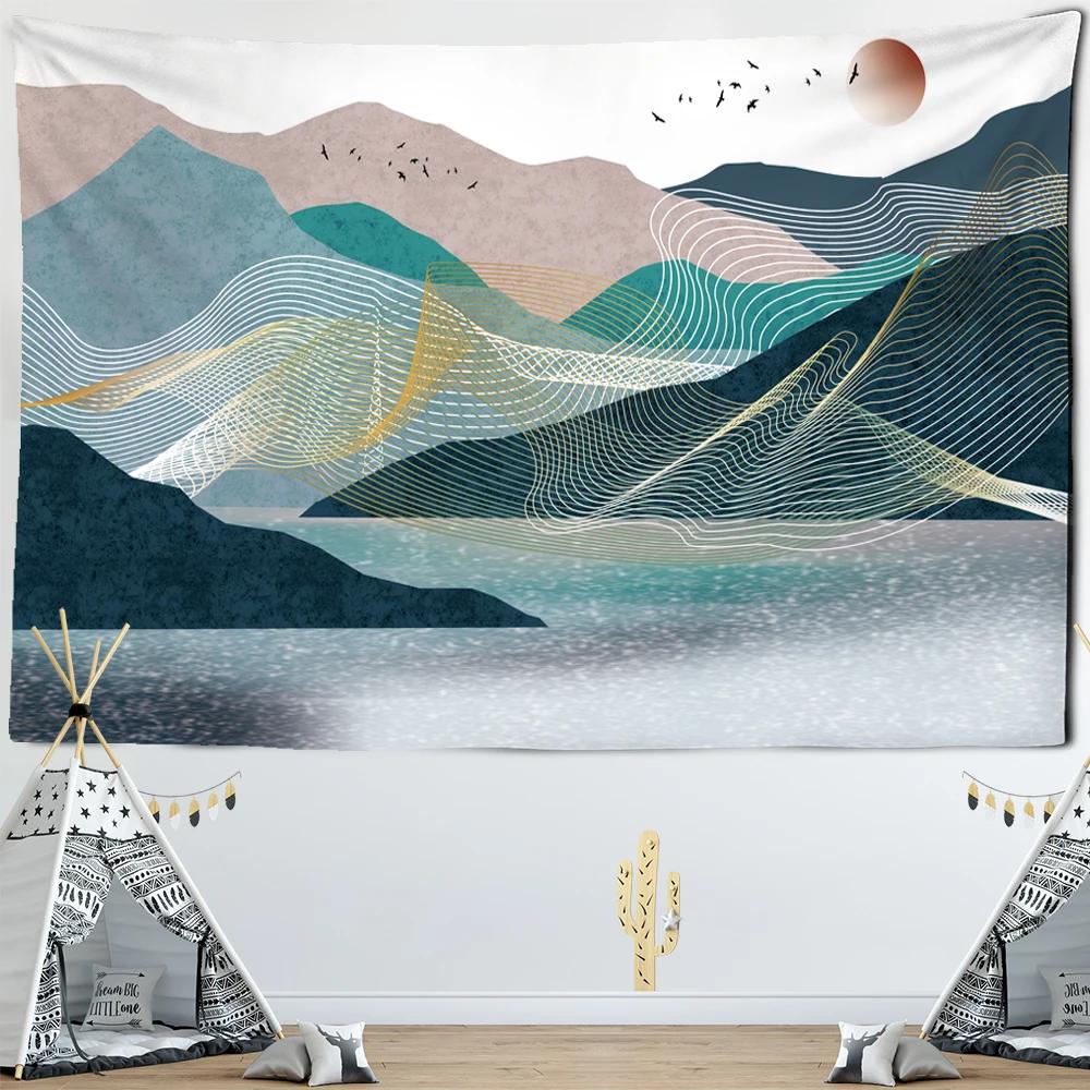Natural Scenery Sun Forest Mountain Tapestry Wall Hanging Wall Hippie Wall Carpets Beauty Psychedelic Tapestry