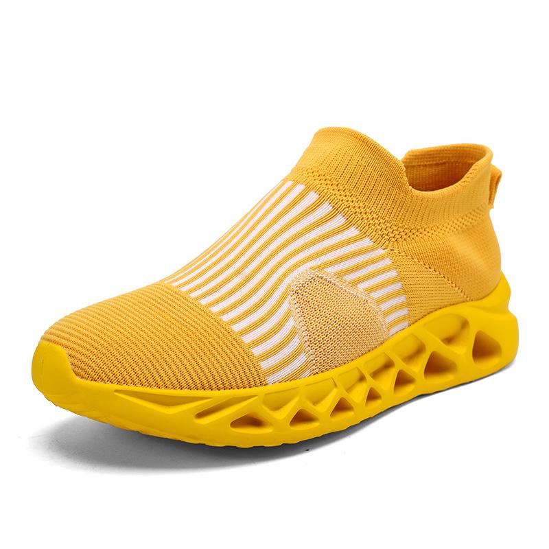 Breathable Knitting Platform Sneakers Men Soft Bottom Non-slip Ladies Sports Shoes  Striped Slip-on Casual Sock Flat Shoes