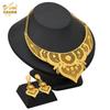 Two-Piece 24K Gold-Plated Alloy Dubai Bride Necklace Earrings Set Indian-Saudi Arabian Women's Wedding Gift for Party Occasions