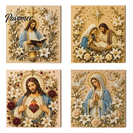 Artistic Garden Decorations DIY Jesus Pearl Art Kit, Diamond Painting for Adults, Christian Mosaic Creative Bedroom Accessories Craft Christ