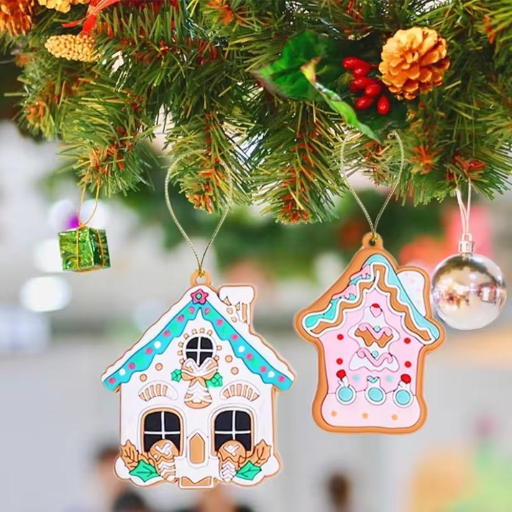 8/16Pcs Candy Color Cottage Hanging Ornaments Mixed Pattern Cabin Hanging Decoration  New Year