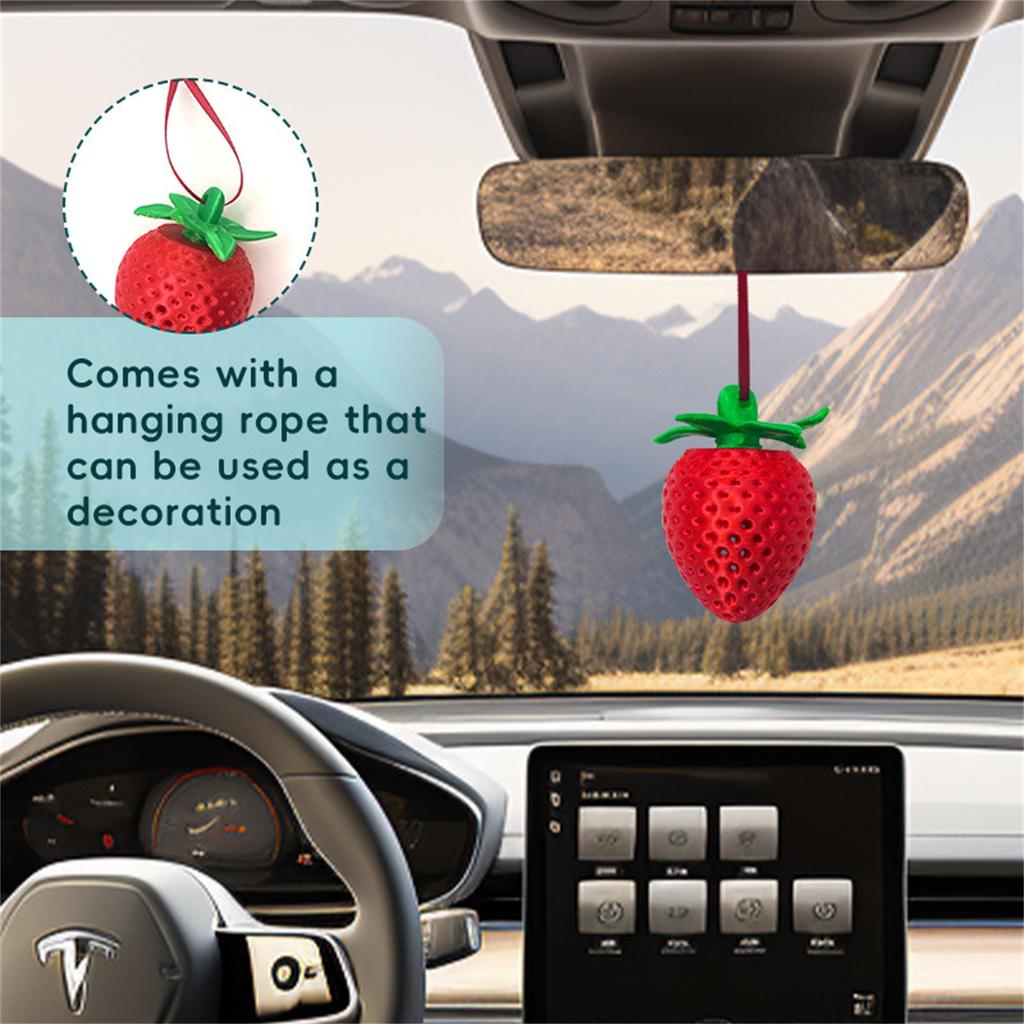 Car Strawberry Aromatherapy Container Car Perfume Pendant Ornament Long-Lasting Freshener