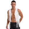 Men Faux Suede Tassel Detail Vest Fashion Rivets Fringe Trim Western Style Open Front Sleeveless Waistcoat