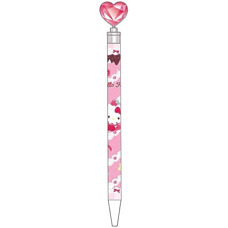 Sun-Star Stationery Hello Kitty Sanrio Characters Goods Ballpoint Pen with Mascot, Hello Kitty S4658884, Mori Mori Whip, Jewel, Heart Mascot,