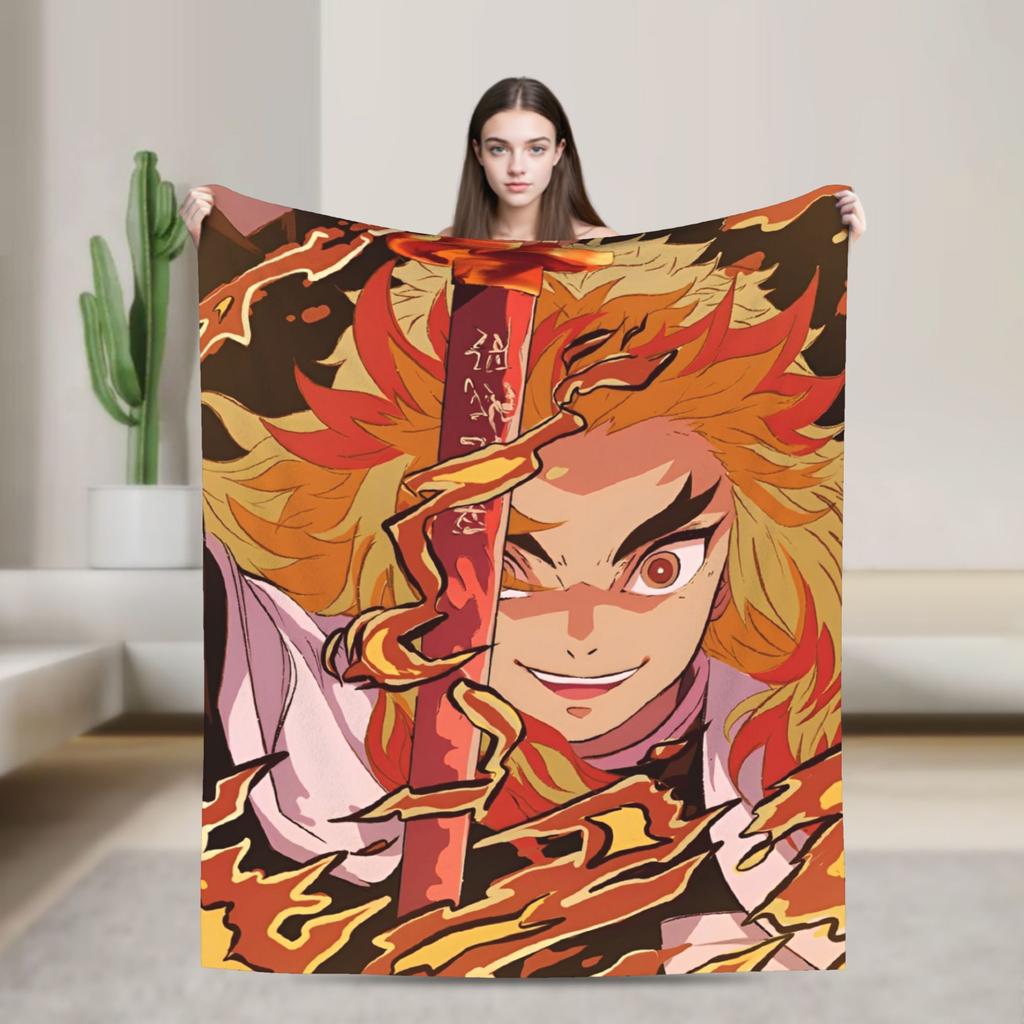 Demons Agatsuma Zenitsu Slayers Blanket Flannel  Winter Anime Multifunction Warm Throw Blankets for Car