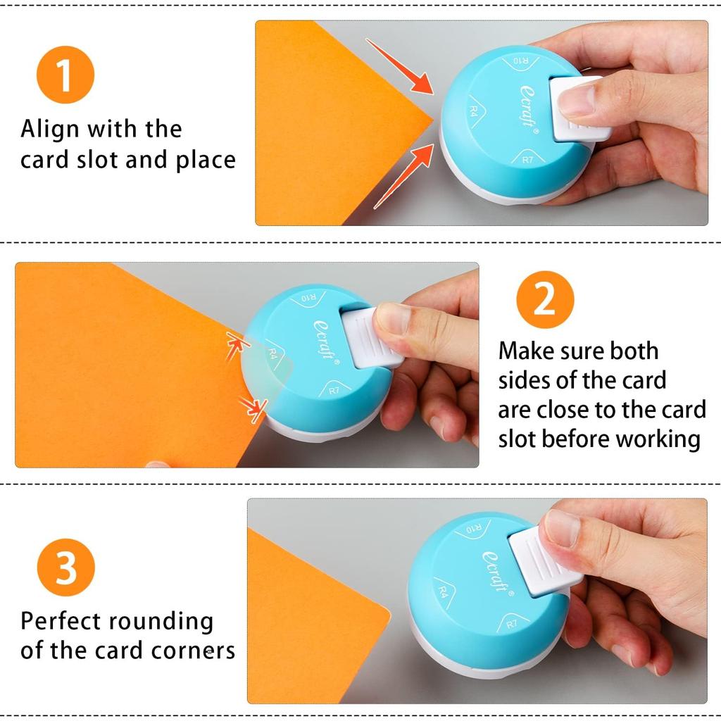 Ecraft Paper Corner Rounder Corner cutter for paper card and Punch 3-in-1 (R4mm, R7mm, R10mm) - crafting, laminating, photography, DIY, making,