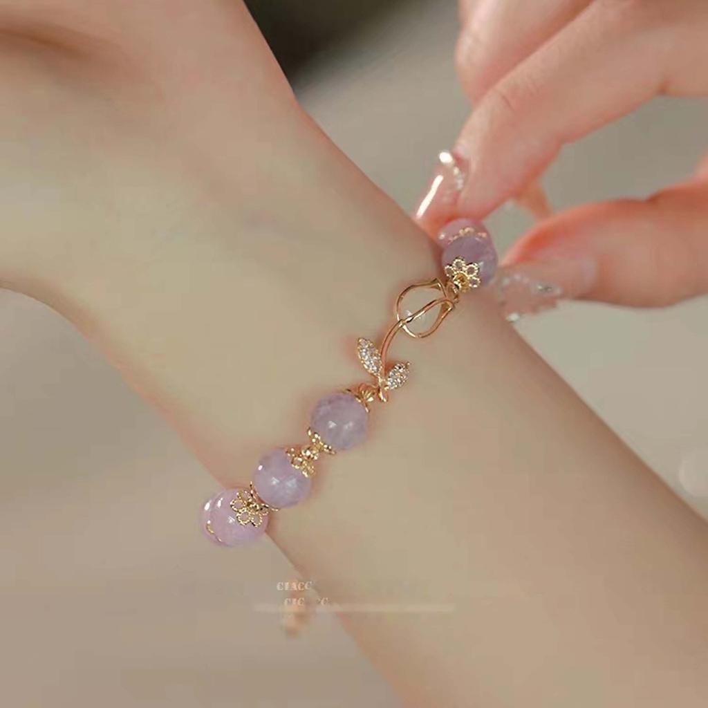 Xiaohongshu New Chinese Amethyst Beaded Bracelet Light Luxury Niche Exquisite Fairy Bracelet Girlfriend Gift
