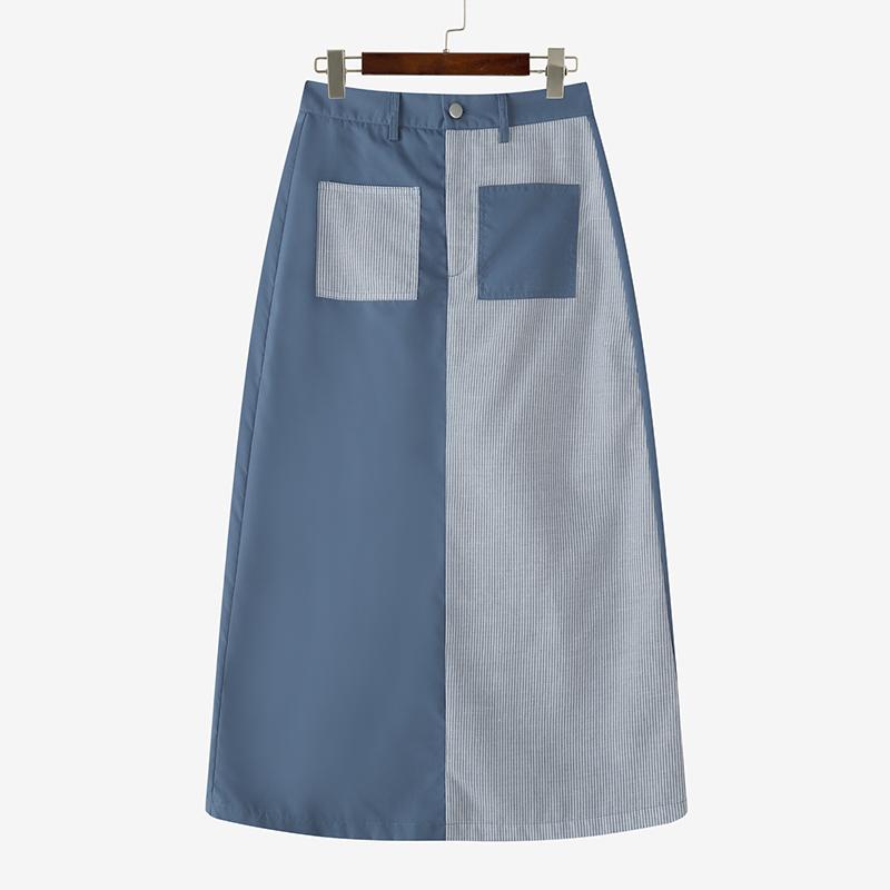 ZANZEA Womens Casual Stripe Patchwork Midi Skirts