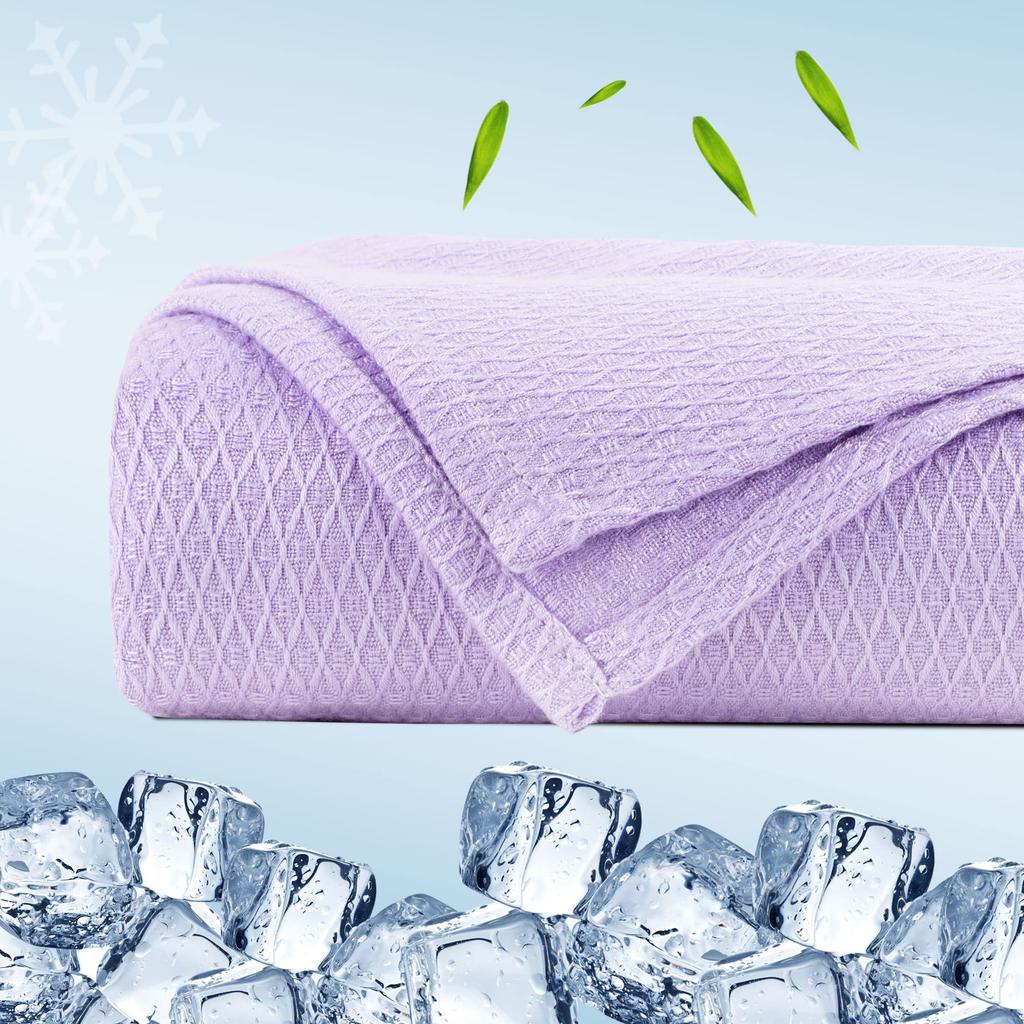 PiccoCasa Cooling Bamboo Fiber Blanket - All Seasons - Cool, Breathable, Soft, Lightweight, Skin-Friendly - For Bed or Sofa - Thin, Cool, Large Size -