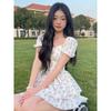 Preppy Style Dresses for Women Lovely Girls Fashion Floral Design Mini Sweet Chic Korean Young Summer Clothing All-match Casual