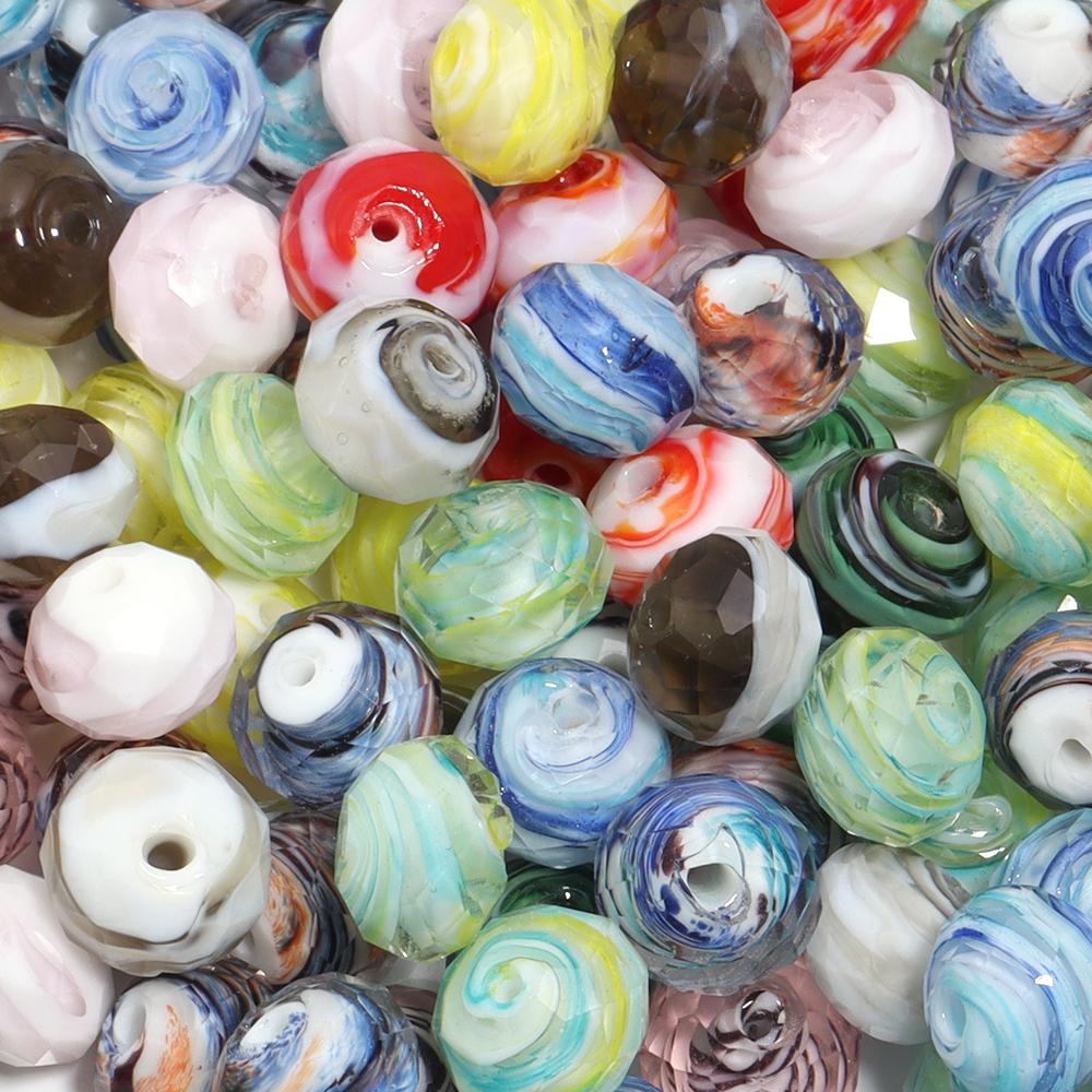 10pcs/lot Color Lampwork Abacus Beads Faceted Spacer Glass Bead for Beaded Jewelry Making Findings DIY Charms Bracelet Necklace