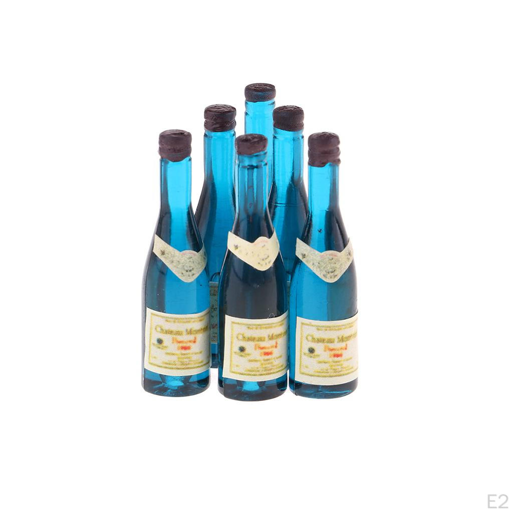 1/12 Miniature Bottles Dollhouse Kitchen Accessories Dolls Room Drink 6pcs