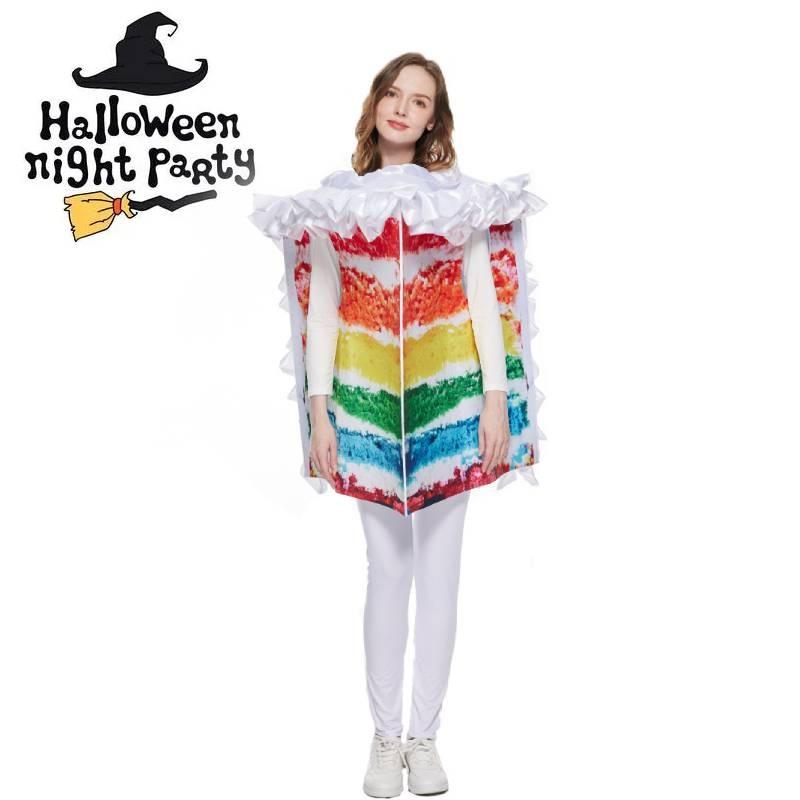 Vibrant Cream Layered Cake Cosplay Costume Unisex Rainbow Themed Outfit For Parties