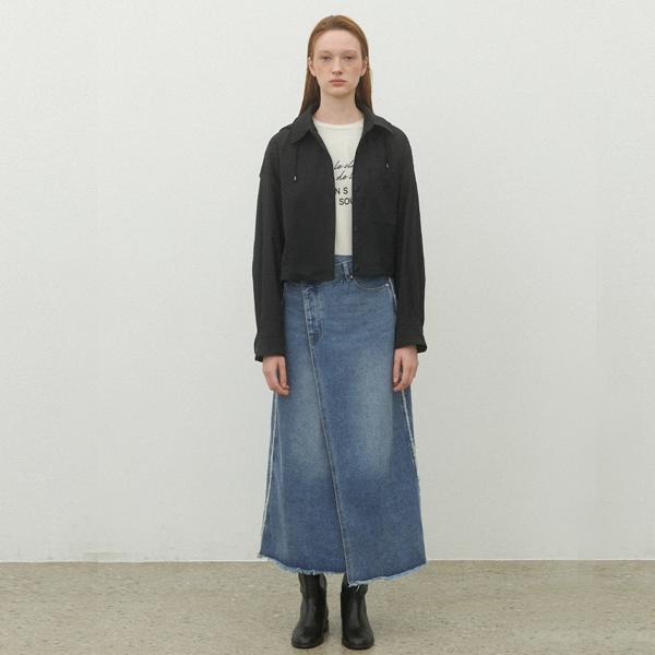 Atelier Nine Unbalanced Low Wrap Denim Skirt(Sk-4963)