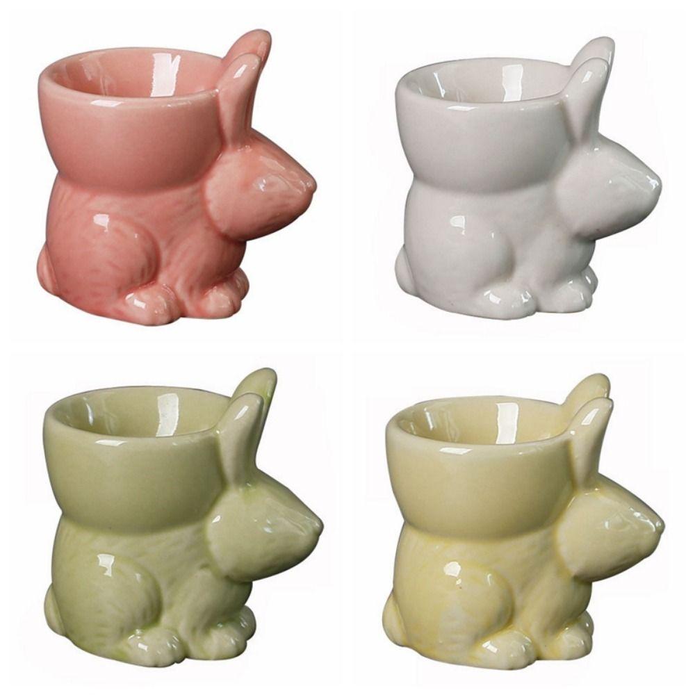 Creative Ceramic Rabbit Egg Holder Durable Bunny Egg Cup Holder Bunny Egg Cup  Spring Home Parties