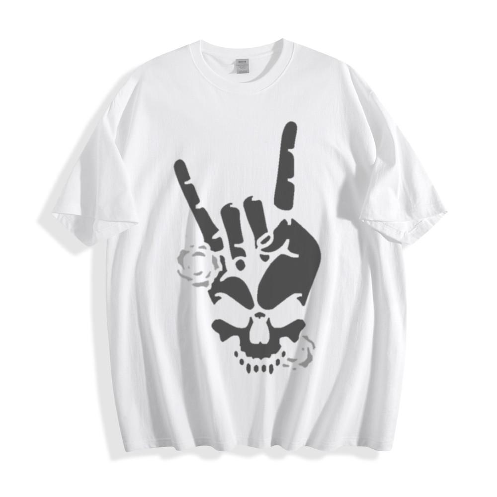 Rock Skull Hand Gesture Graphic T-Shirt