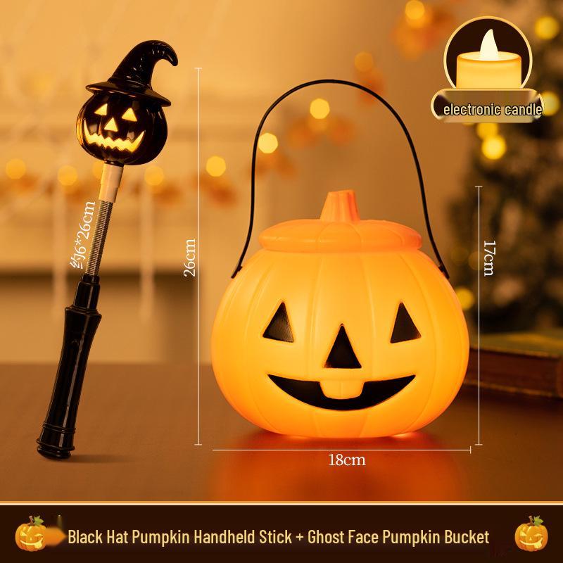 Light-Up Halloween Pumpkin Lantern Stick - Children's Dress-Up and Decor Toy