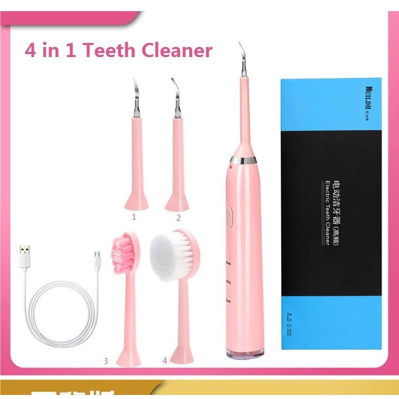 4 in 1 speziell für Erwachsene, wiederaufladbarer USB-Zahnreiniger, Mini-Elektronische Zahnbürste, Ultraschall-Zahnbürstenreiniger