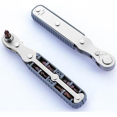 1 pz Set di attrezzi 8 in 1 Cacciavite a cricchetto Multifunzione Bidirezionale Direzione Regolabile Angolo Retto Utensile a mano Piccolo Conveniente