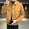 Autumn and Winter High-Grade Deerskin Velvet Padded Jacket, Men's Lapel Short Solid Color Coat Brown