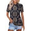Women's Fashion Casual Lapel Short Sleeve Print Shirt Women's Button Up Tops