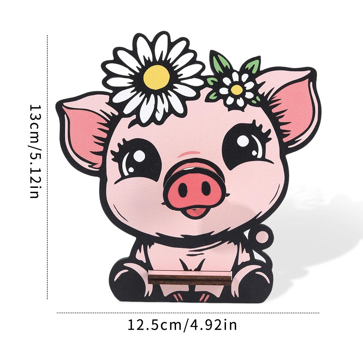 

3D Cute Animal Glasses Frame Creative Cartoon Sunflower Pig Glasses Frame Sunglasses Display Stand Hand Carved Home Wooden Decor