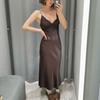 Autumn and Winter New Satin Dress European and American Lace Skirt Suspender Skirt Design Sense Temperament Fashionable Commute