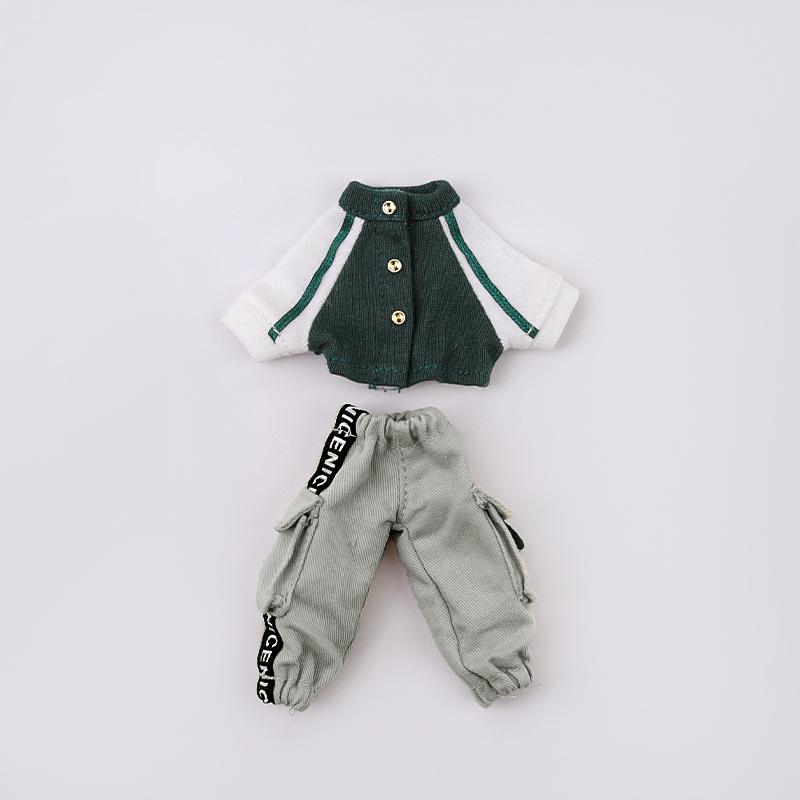 OB11 Baby Clothes Baseball Uniform Letter Overalls Suit Coat Fashion Pants For Obitsu11 Molly YMY Body 1/12 BJD Doll