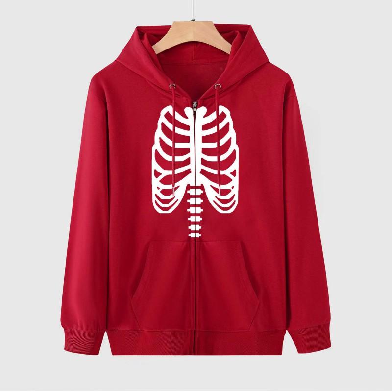 Gothic Skull Skeleton Print Oversized Hoodie Teens Men Long Sleeve Cotton Pullover Sweatshirt
