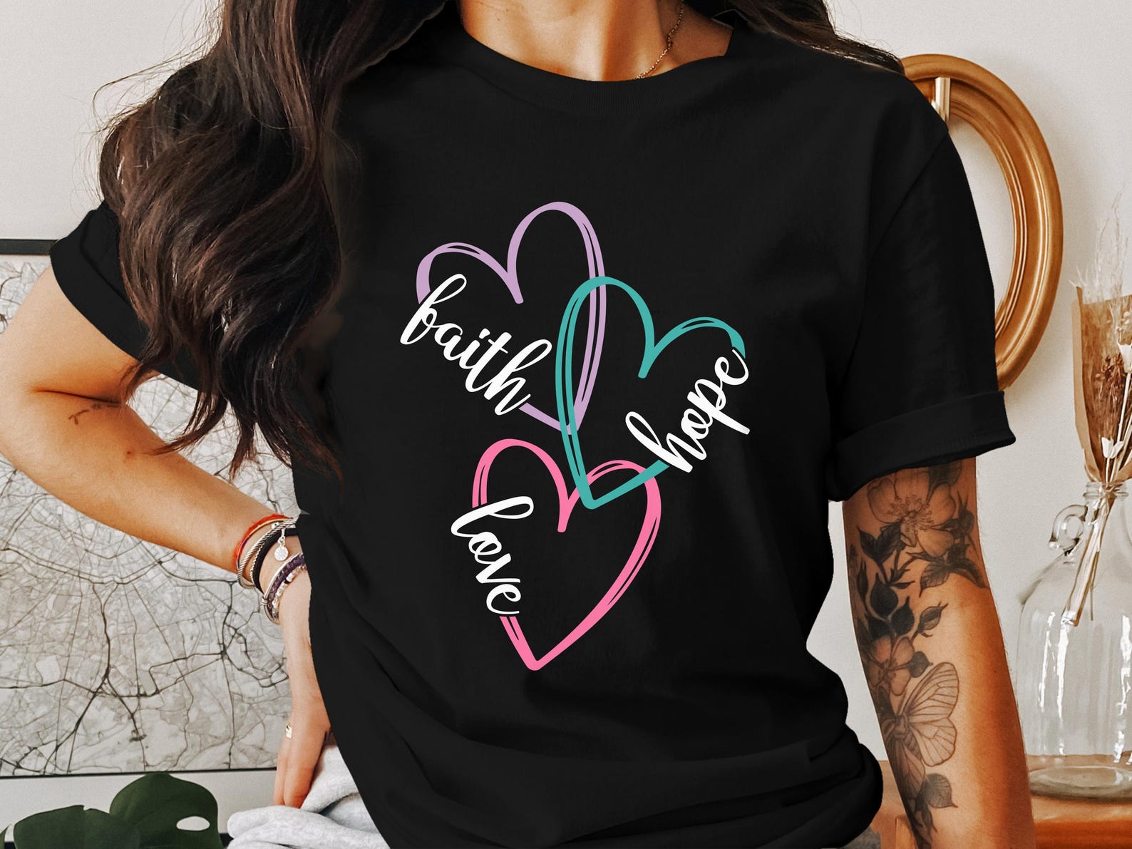 Faith Hope Love T-Shirts, Christian Shirt, Jesus, God, Bible Verse, Religious Clothing, Inspirational Gifts, Christian Tee, Church T Shirt 2XL