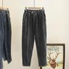 M-6XL Plus Große Größen Baggy-Jeans Damen Jeans mit hoher Taille Frau Mom Jeans Lose Denim Haremshose Elastische Taille Blau