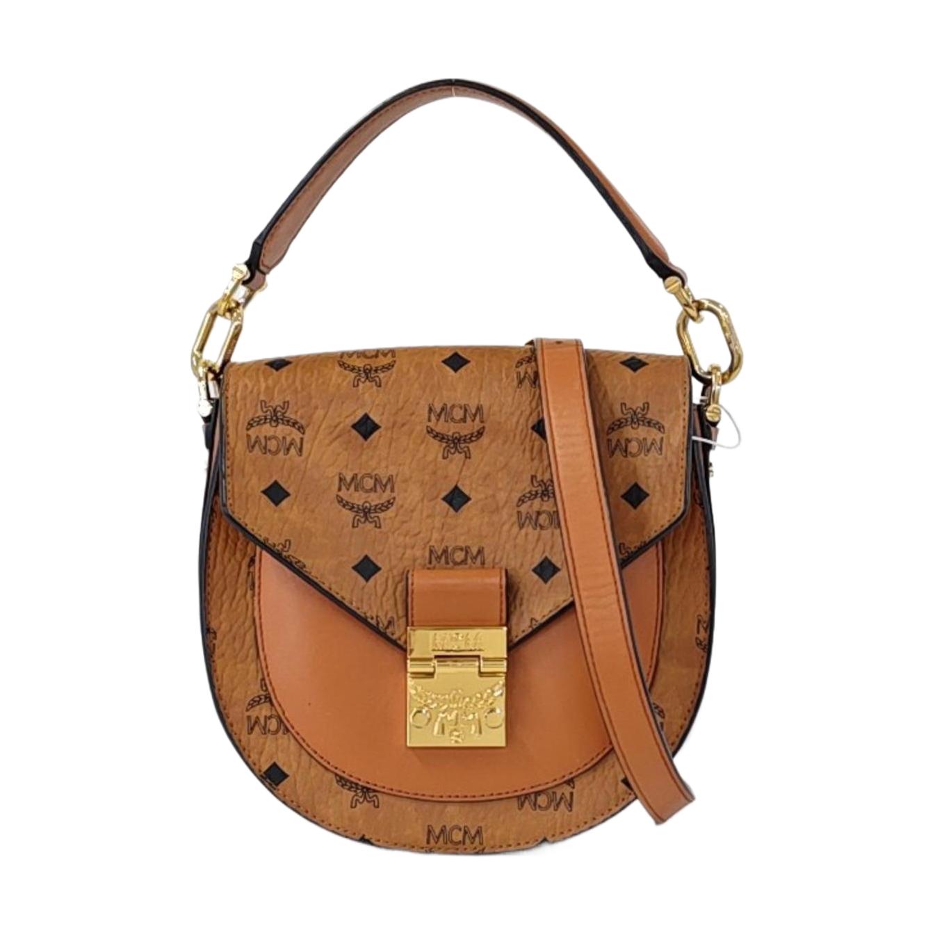 [Pre-Owned] Patricia Visetos Letter Logo Leather Saddle Bag - Good #PTHNUT ONE SIZE