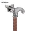 Silver Dragon Wooden Single Joint Fashion Walking Stick Decorative Cospaly Cane Halloween Mace Crutch  Wand Crosier 95cm