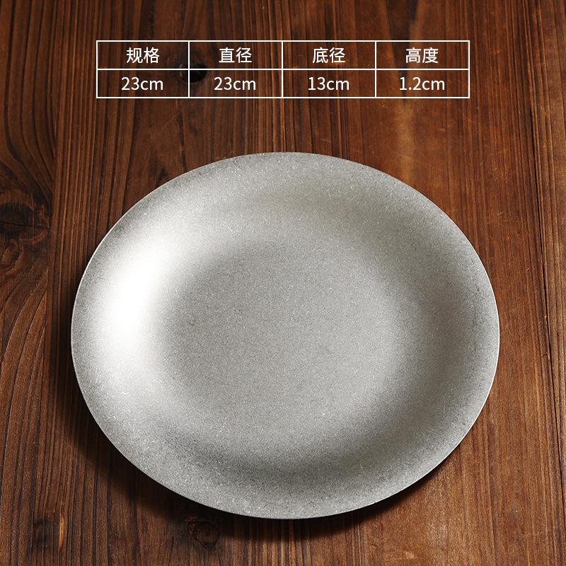 Vintage Stainless Steel Steak Dinner Plates Round Snack Dessert Western French Restaurant Bone Plate Tray Tableware Kitchen