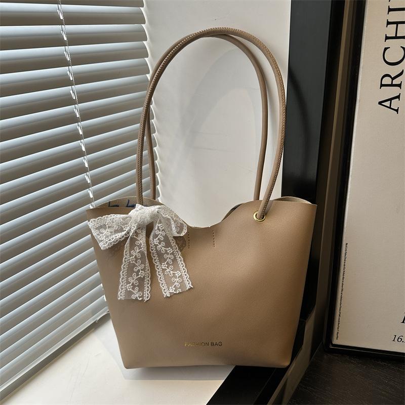 New solid color trendy shoulder bag large capacity portable tote bag simple fashion underarm bag women's bag