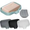 Silicone Drain Soap Dish Solid Color Simple Soap Holder Self Draining Soap Tray For Countertop Sink Anti-slip Storage Rack