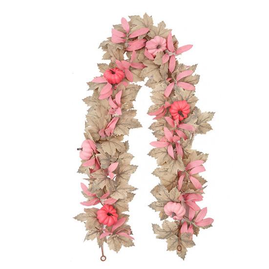 Sztuczny girlanda z liści klonowych 5,7 stopy dynia liście klonowe winorośl Święto Dziękczynienia jesienna girlanda na kominek stół jesienna impreza dekoracja ślubna