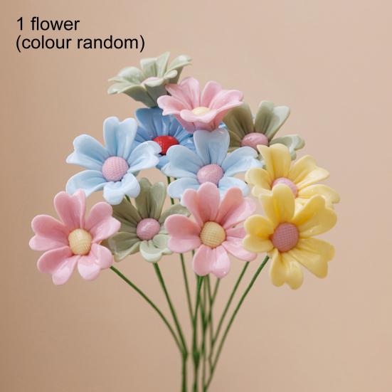 Fleur Céramique 3D Faite à la Main Fleur Artificielle Réaliste Décoration Bouquet de Fleurs Éternelles pour Salon Table à Manger Bureau Maison Décoration Vase