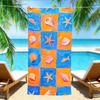 Lebendiges Orange Blau Strandtuch – Premium Schnelltrocknend Saugfähig mit Muschel Seestern Collage für Sommer Strandtage