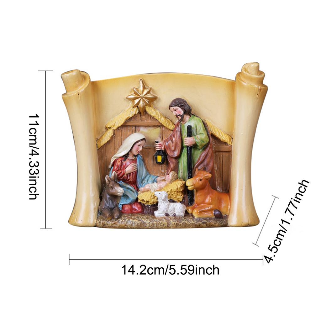 Resin Holy Family Figure Christmas Nativity Scene Figurine Religious Ornament Jesus Birth Sculptures Decoration