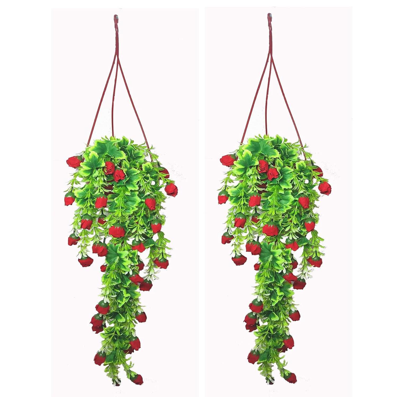 

@ Artificial Flower Bunch With Pot Red And Green Color 2 Bucket W692 Zr779-60%Off