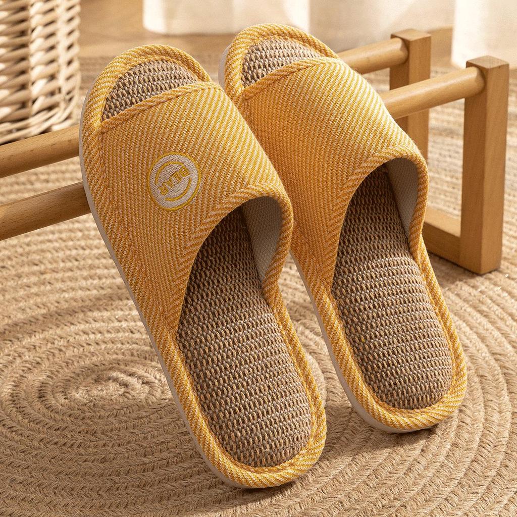 Jie Liya Unisex Linen Slippers - Sweat-Absorbent, Silent, All-Season Indoor Use