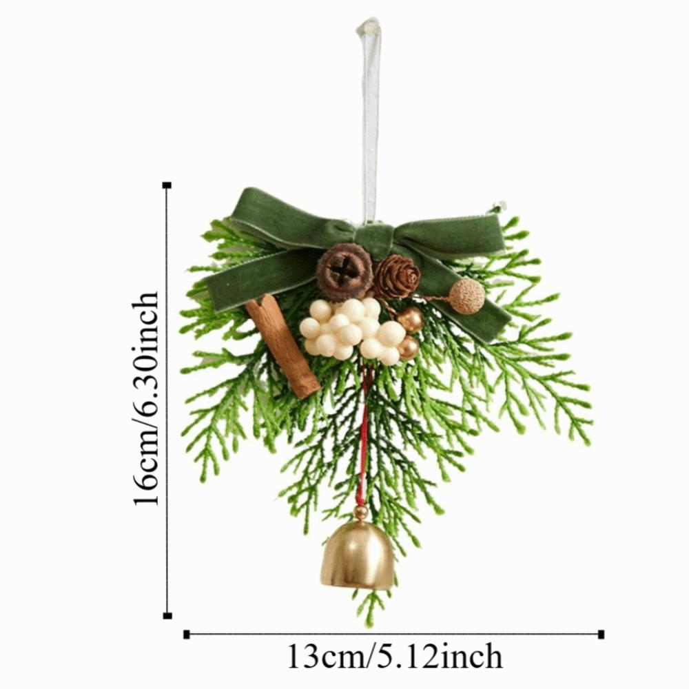 Creative Christmas Bell Pendant Velvet Bow Crisp Sound Xmas Tree Pendant with String 3D Christmas Jingle Bells Entrance Porch